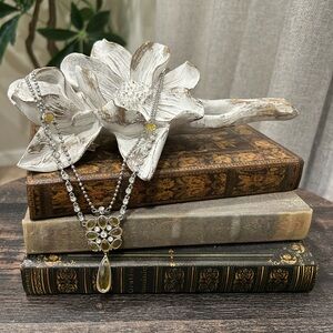 Exquisite retired cookie Lee necklace with beautiful clear and yellow gemstones